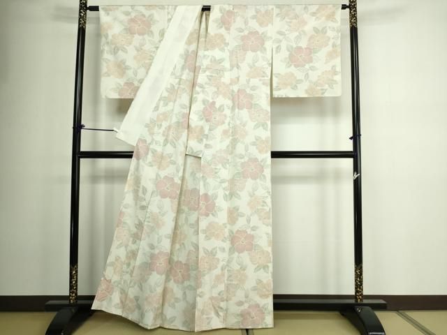 平和屋着物○上質なお召 花唐草文 正絹 逸品 DAAV1455tw