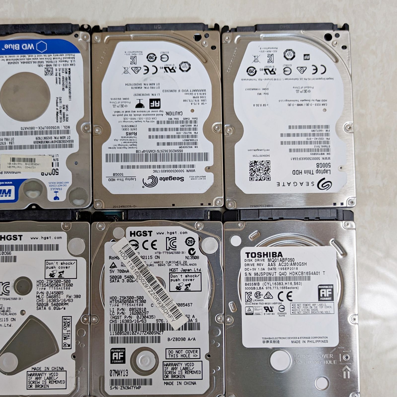 動作良好 全品正常判定 2.5インチHDD 500GB×18枚セット 動作 済み ノートパソコン内臓 VETTDRUCK_DE