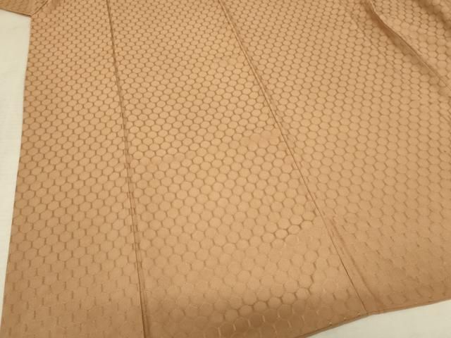 平和屋着物□伝統工芸染士 川富 色無地 草花地紋 紅鬱金色 正絹 逸品