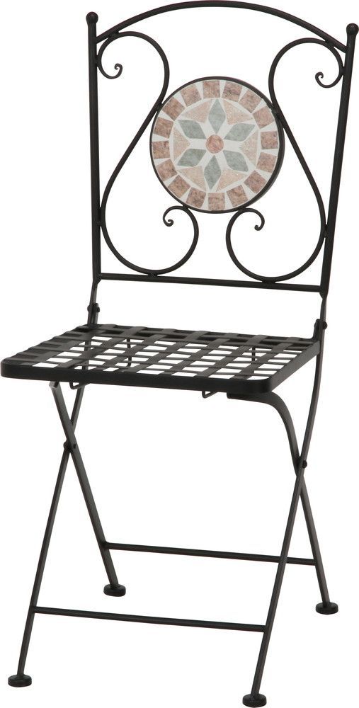 2脚セット] ガーデンチェア 折りたたみチェア モザイクチェア 花