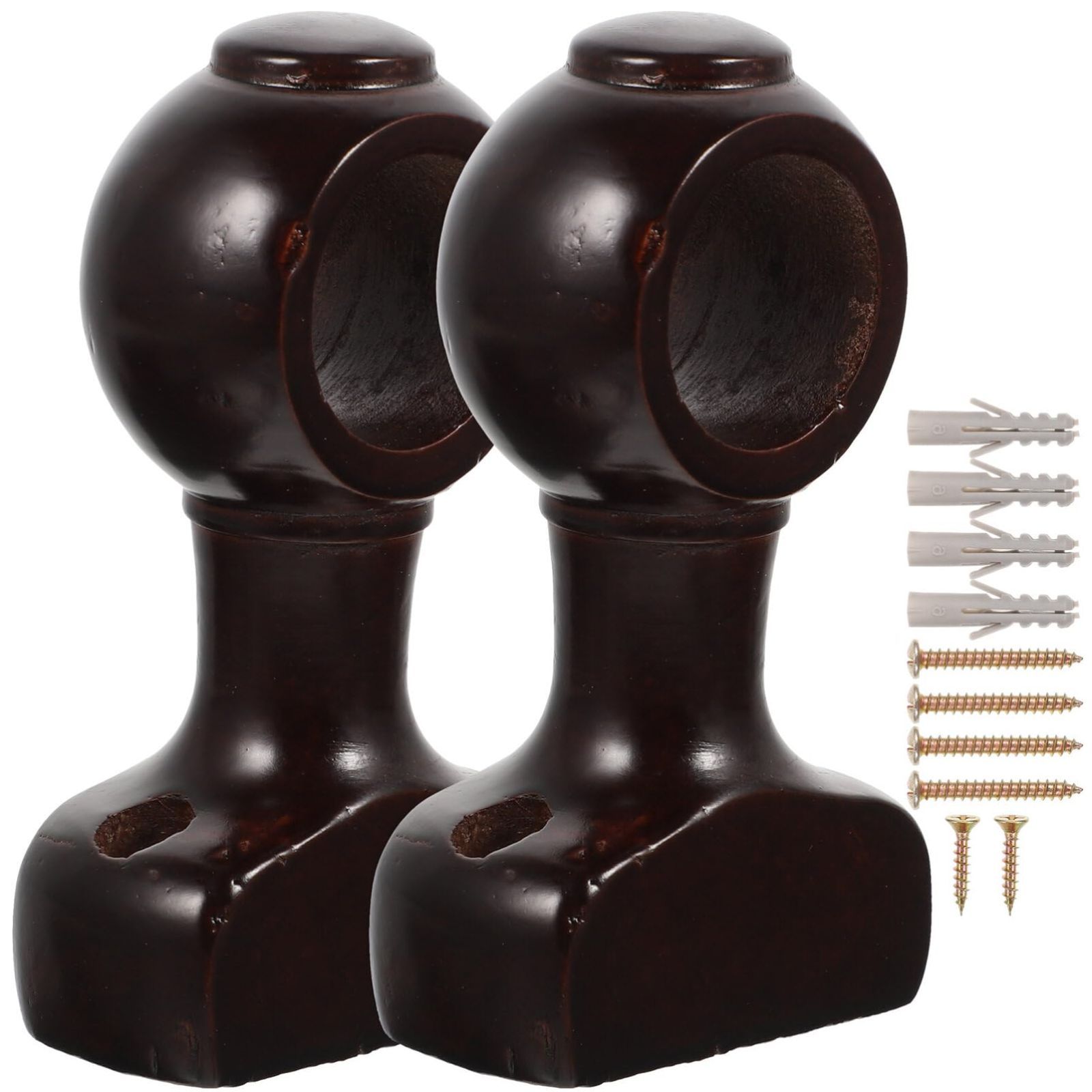 Operitacx 2個 木製 カーテン ロッド ブラケット ウィンドウ カーテン ブラケット ヘビー デューティー ウッド カーテン ロッド フック カーテン ロッド ホルダー 28Mm