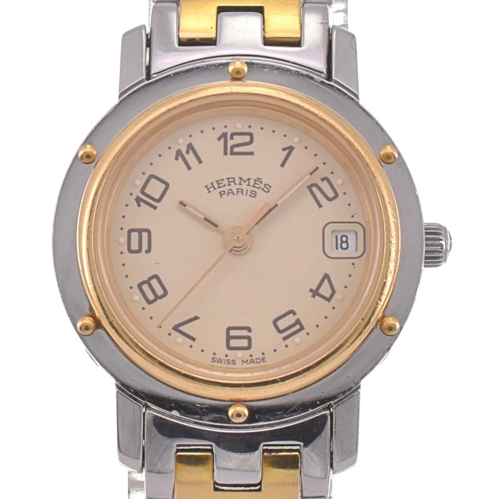 エルメス HERMES CL4.220 クリッパー SS|GP Dバックル クォーツ レディース I 142504