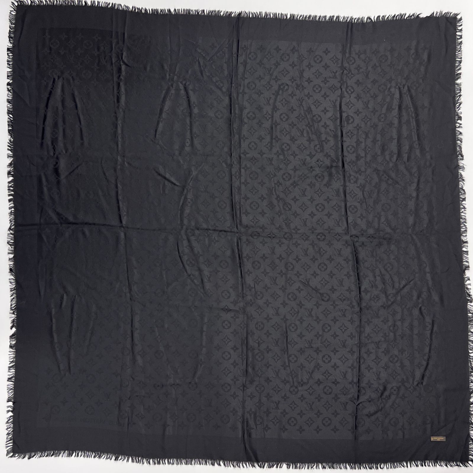 中古】LOUIS VUITTON ルイヴィトン ストール モノグラム シルク ウール  