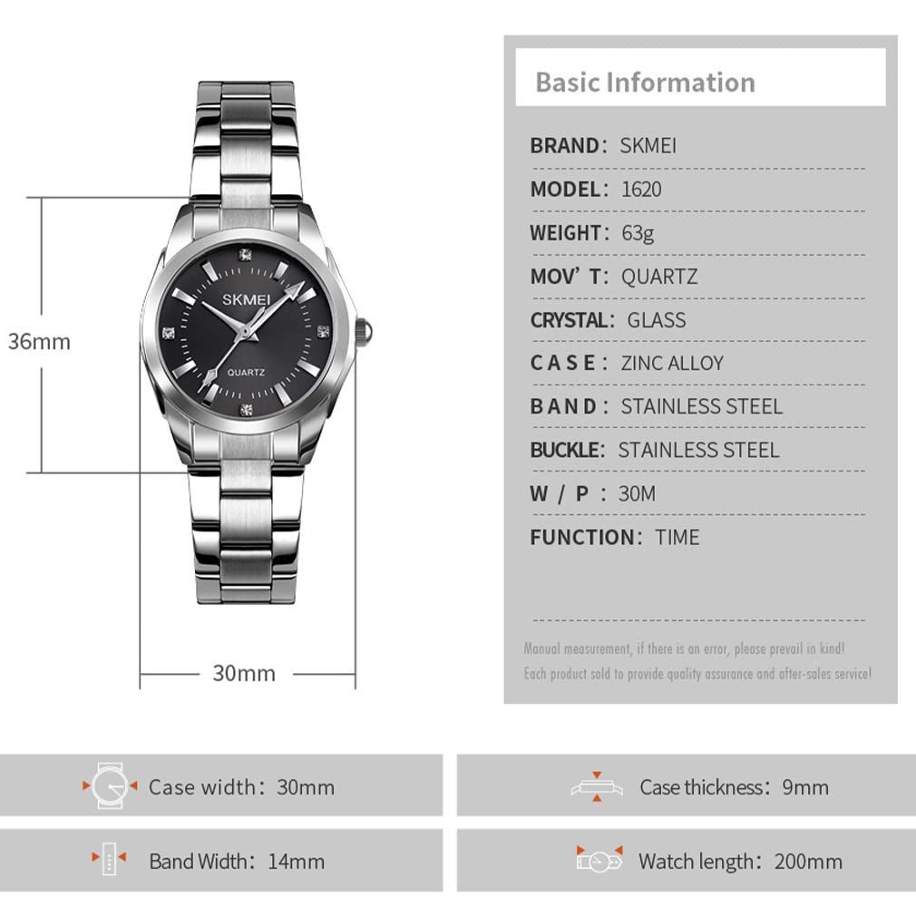 数量 for Watch ブラック プレゼント 時計 女性用 Women シンプル カジュアル ブランド クオーツ アナログ れでいーす うで時計 クラシック ビジネス 防水 ステンレス シルバー おしゃれ レディース 腕時計