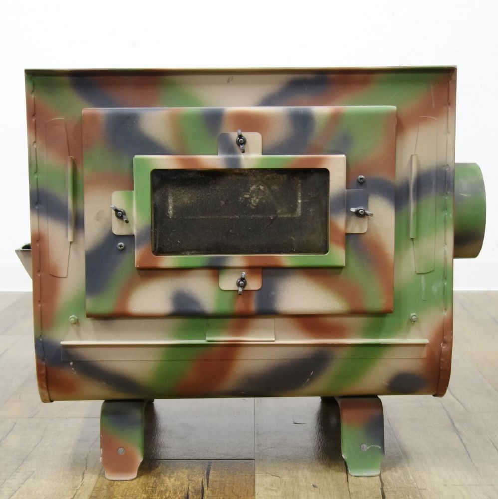 しんぽセイサクジョ 新保製作所 迷彩 ミニ薪ストーブ 3面窓付 煙突 横出し 調 OLIVEOS_COM_TR