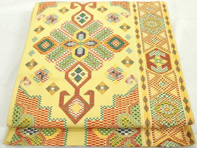 美品　本場筑前博多織　半幅帯　花間道　正絹　逸品 美品 本場筑前博多織 半幅帯 花間道 正絹 逸品 美品 本場筑前
