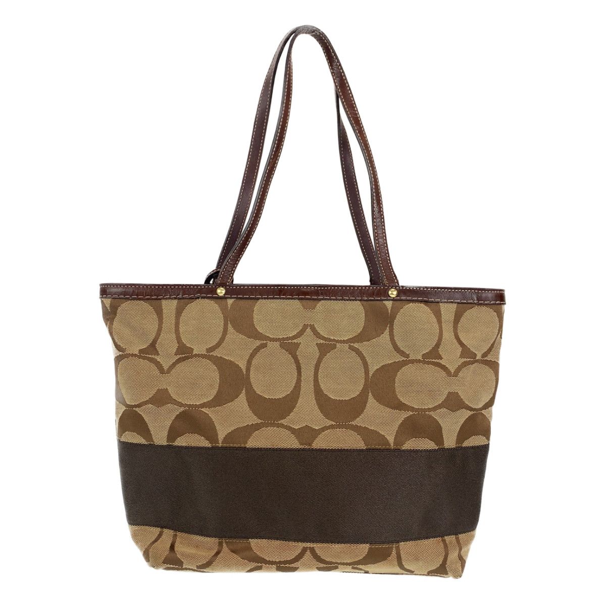 COACH シグネチャー ベージュ ブラウン 茶 ゴールド金具 キャンバス
