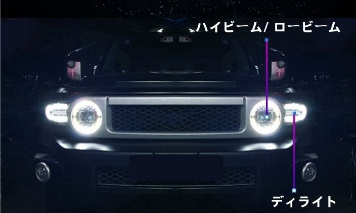 FJクルーザー GSJ15W 2006－2020年 右ハンドル用 LEDヘッドランプ ヘッドライト流れるシャルウィンカー 左右セット