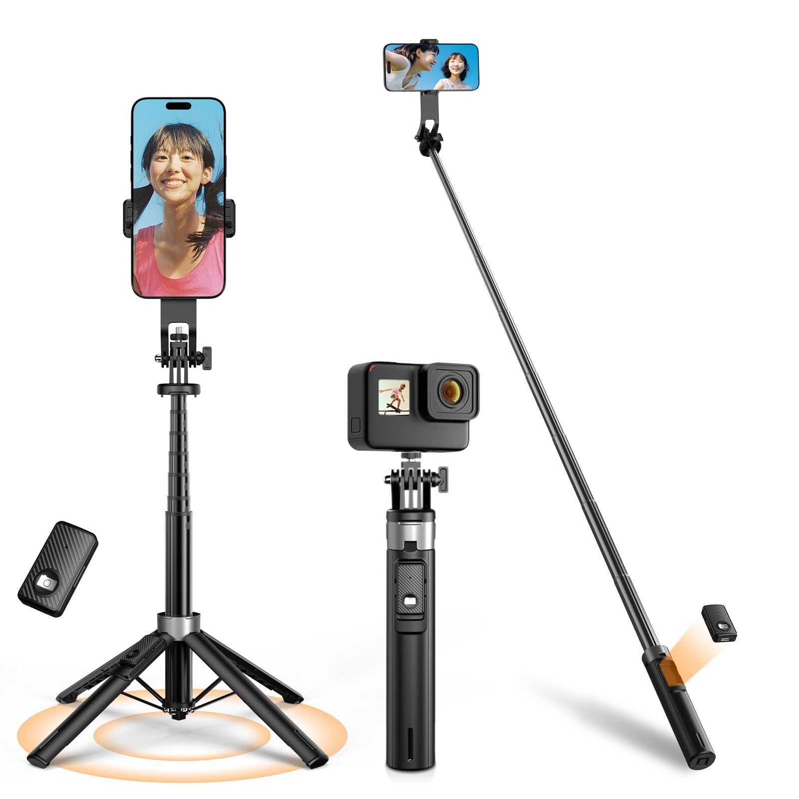 自撮り棒 四脚安定モデル 定性アップ スマホスタンド じどり棒 スマホ 三脚 コンパクト 輸入アルミ合金製 軽量 耐久性アップ セルカ棒 折りたたみ式 リモコン付き 10m接続範囲 じどりぼう 9段階伸縮 携帯 スタンド android|iphone