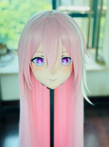 全頭マスク カツラ付き ロック付き NO.486 ドール ヘッドロリータ人形 コスプレ 変身 仮装 着ぐるみ kigurumi 二次元