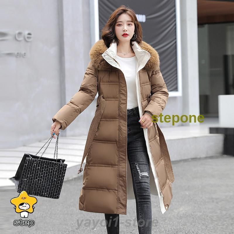 中綿コート レディース キルティングコート ダウンジャケット ダウンコート 秋冬 ロング丈 ベルト付き アウター 韓国風 フード
