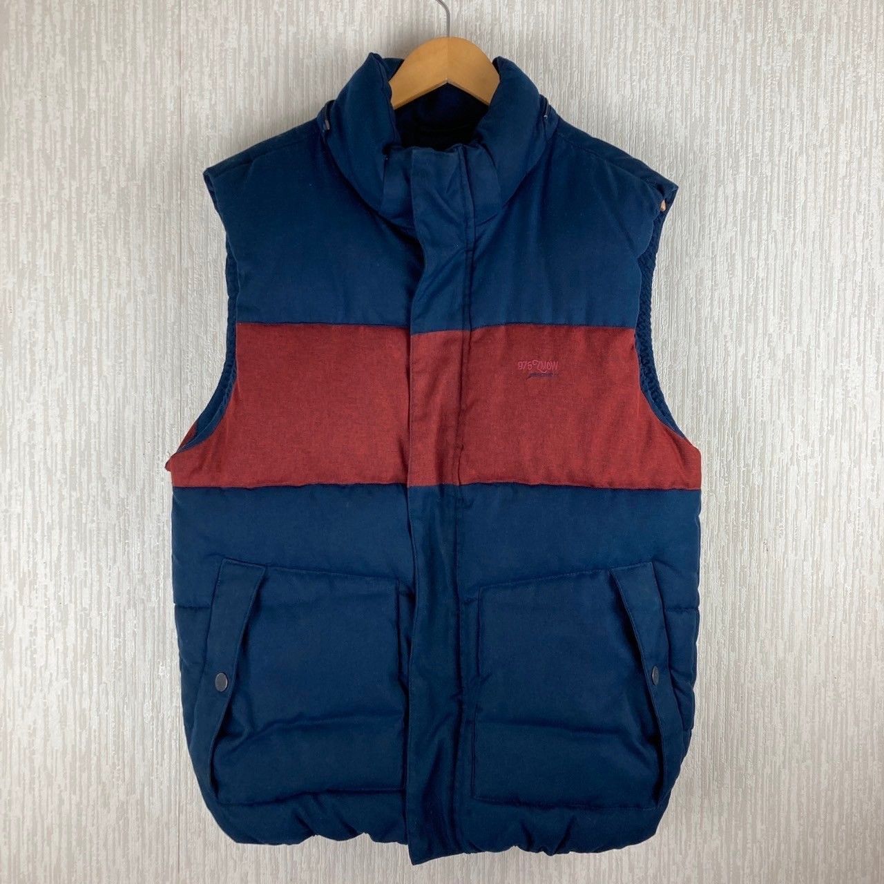 ZARA ザラ ダウンベスト ワンポイント刺繍 バイカラー ブルー