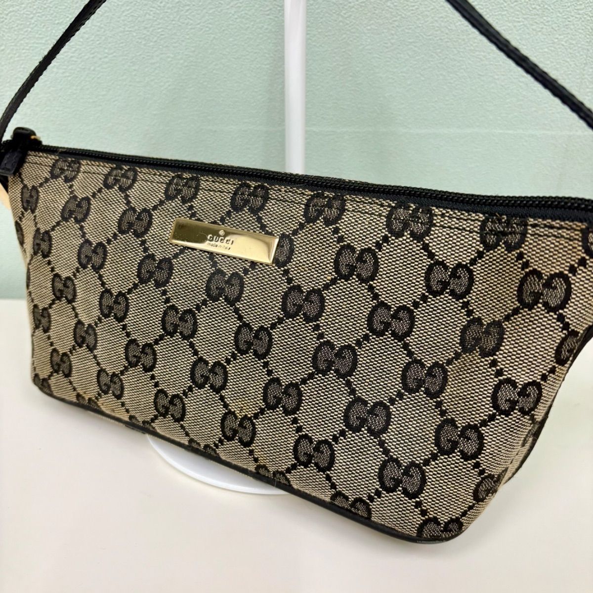 GUCCI】グッチ アクセサリーポーチ ミニバッグ GGキャンバス ベージュ 