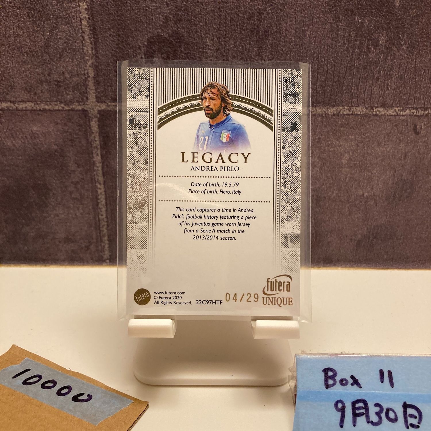 継続 2020 Futera Unique Andrea Pirlo 04|29 Italy Game-Used Memorabilia ジャージ LEGACY カード