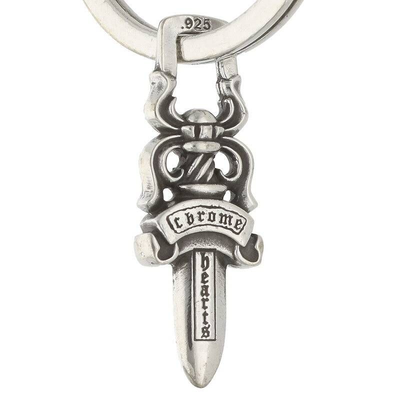 ローラーキーホルダー／シルバー925/クロムハーツタイプ クロムハーツ LARGE ROLLER\u0026No5 DGGR&frasl;ローラー#5ダガーキーリング