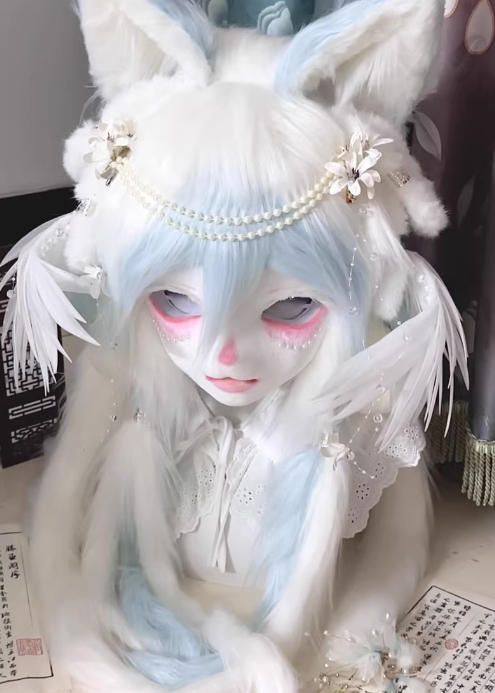 プレミアム 着ぐるみヘッド kigurumi NO.166 キツネ 水色 青 ファースーツ 全頭ヘッド ケモノ マスク ぬいぐるみ コスプレ コスチューム 新作【激安通販】