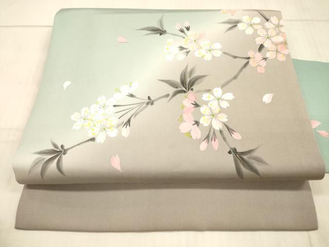 平和屋着物○塩瀬 九寸名古屋帯 作家物 手描き 枝花文 金彩 正絹 逸品 