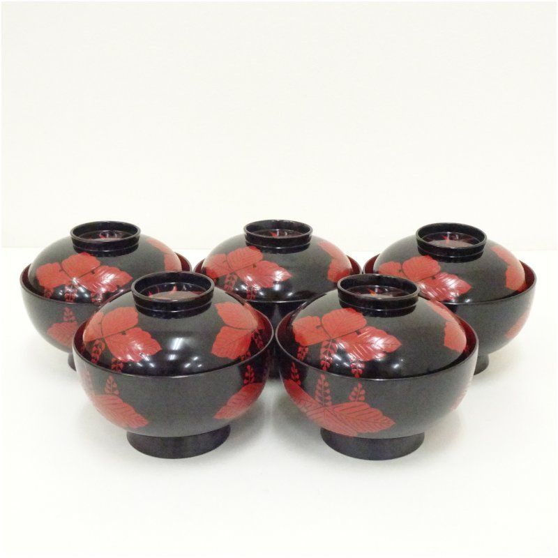 漆塗桐蒔絵吸物椀5客（保護箱） 吸い物椀 和食器 おしゃれ