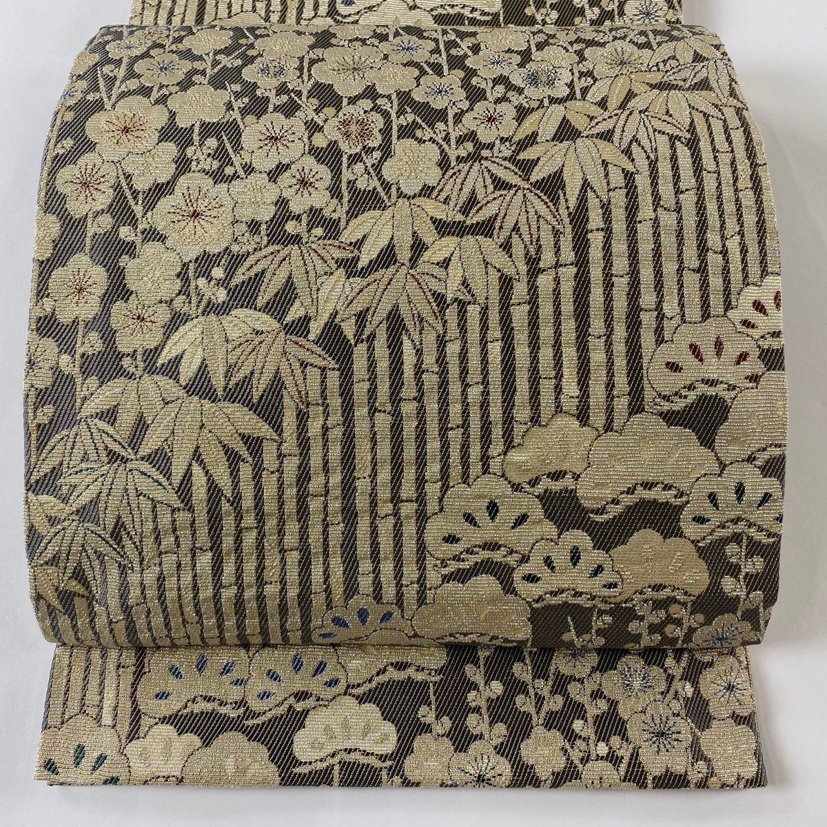 袋帯 美品 名品 松竹梅 銀糸 灰色 六通 正絹 【中古】 - メルカリ