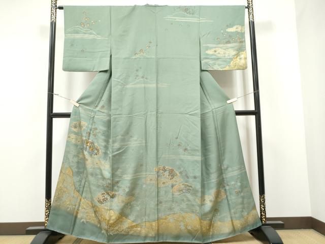 平和屋着物○訪問着 刺繍 箔散らし文 暈し染め 金糸 正絹 逸品