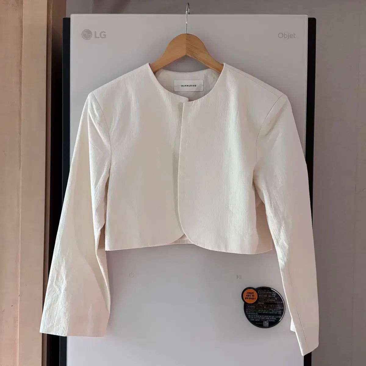 タグ murmuring つぶやく ノー クロップド コットン ラウンド ジャケット アイボリー