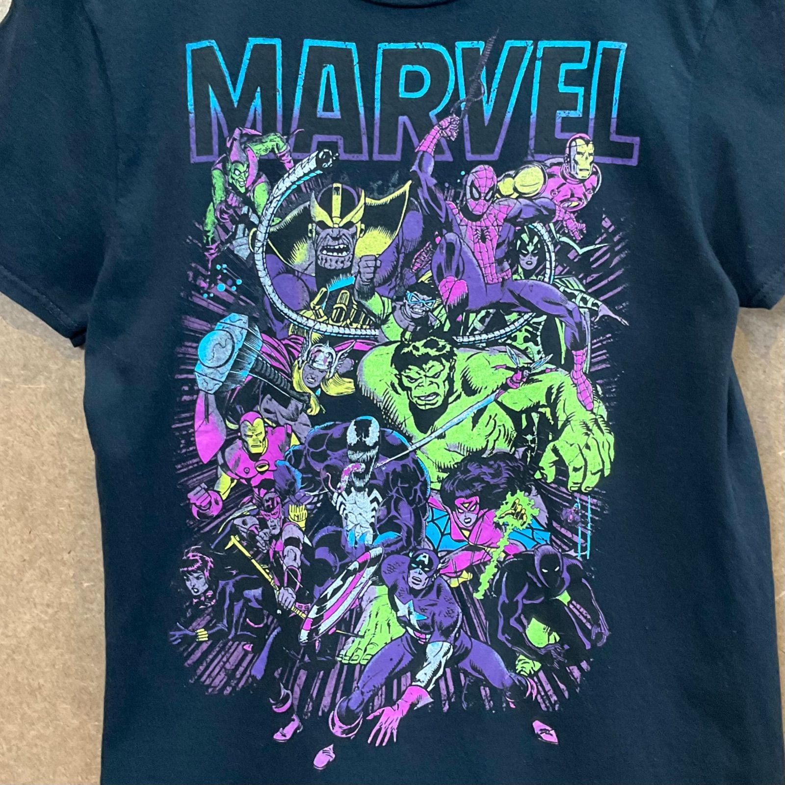 US古着 マーベルMARVEL キャラクタープリント アメコミ半袖tシャツ黒M