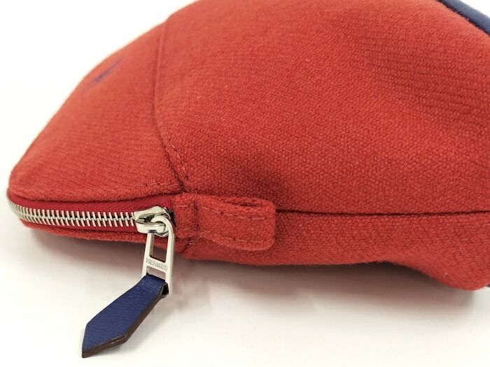 HERMES ボリードポーチ20 キャンバス レッド系 エルメス HERMES