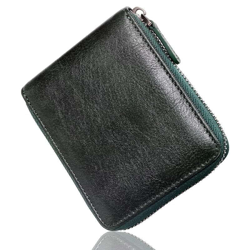 【新品】 [DCLKO] 財布 メンズ 2つ折り 本革 二つ折り財布 ミニ財布 サイフ 父の日 メンズ財布 レザー 小さい 財布 男性用 折り財布 BOX型小銭入れ 薄型 厚くならない (グリーン) 1
