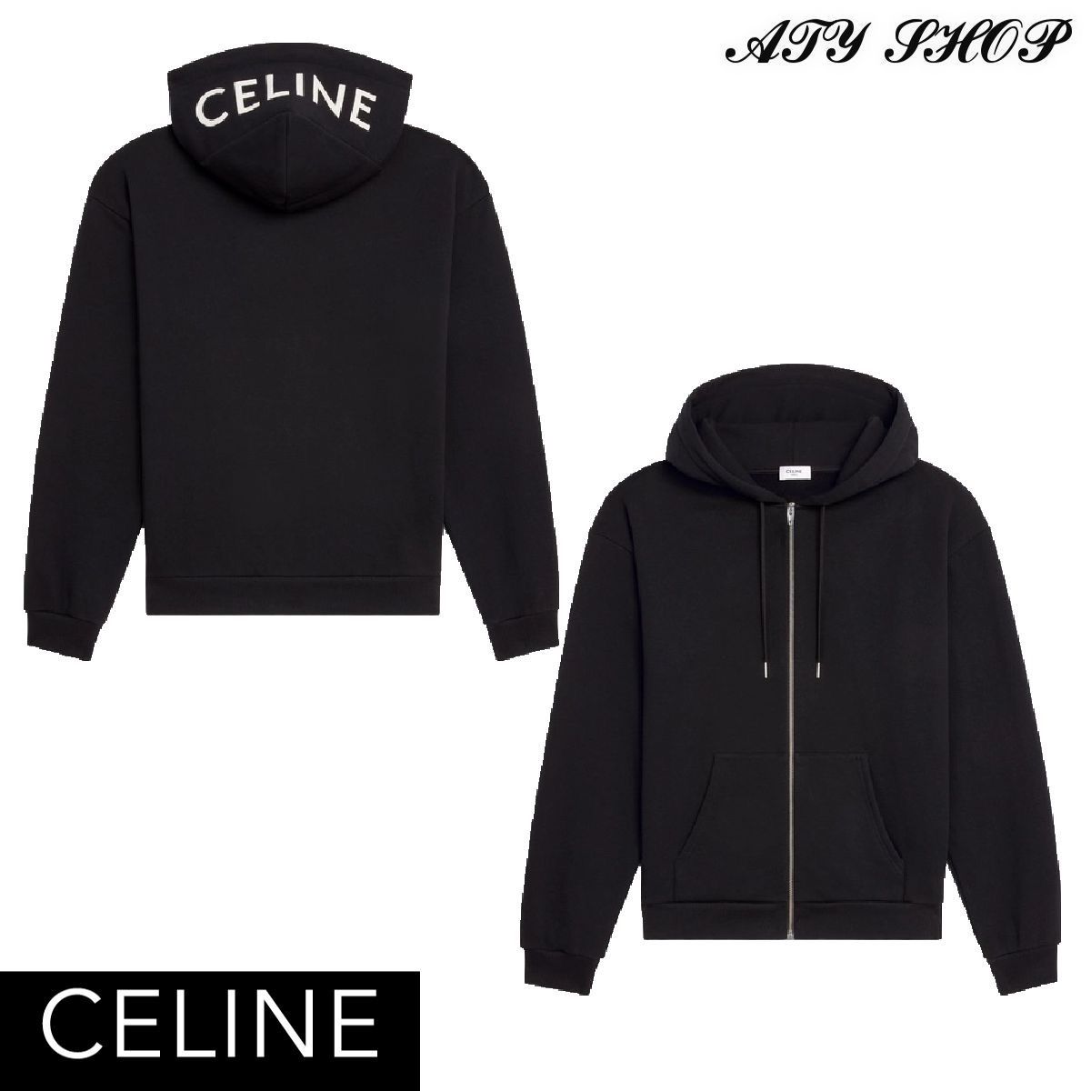 CELINE セリーヌ　フードロゴ　ジップパーカー