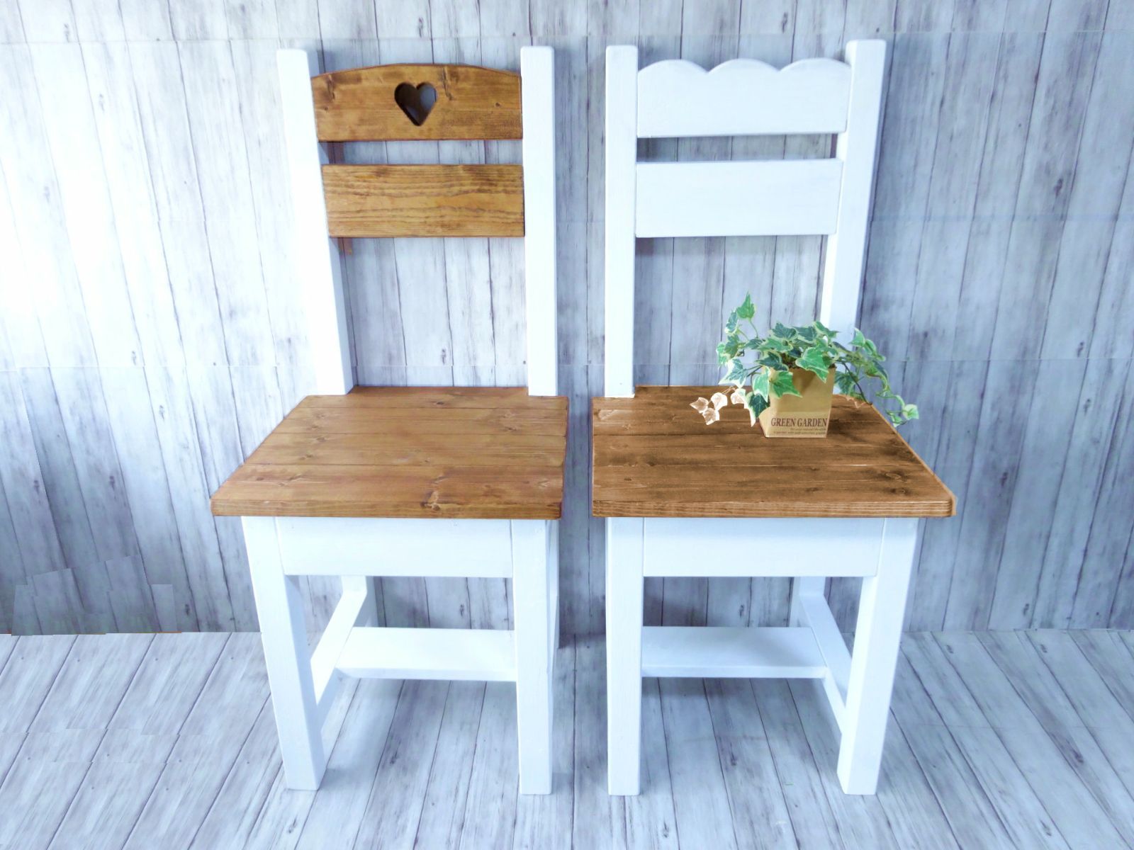 ハンドメイド 一人掛けチェア ストア ハートタイプB（チーク＆ホワイト