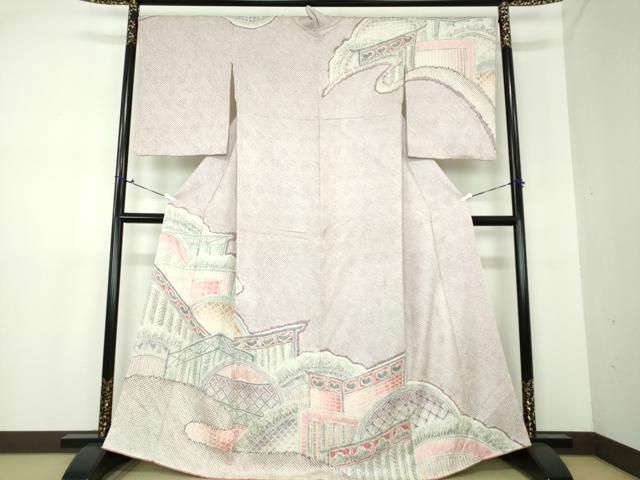 平和屋着物○名門 藤娘きぬたや・総絞り 訪問着 霞風景 正絹 逸品  