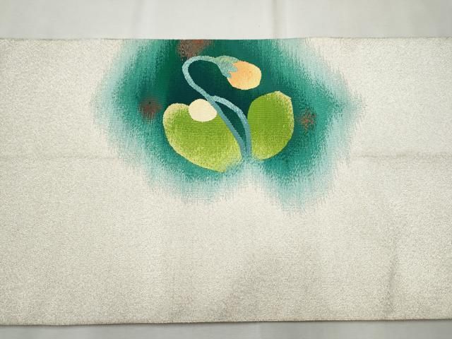 平和屋着物○爪掻き本綴れ 八寸名古屋帯 草花文 正絹 逸品 CAAT8100hy