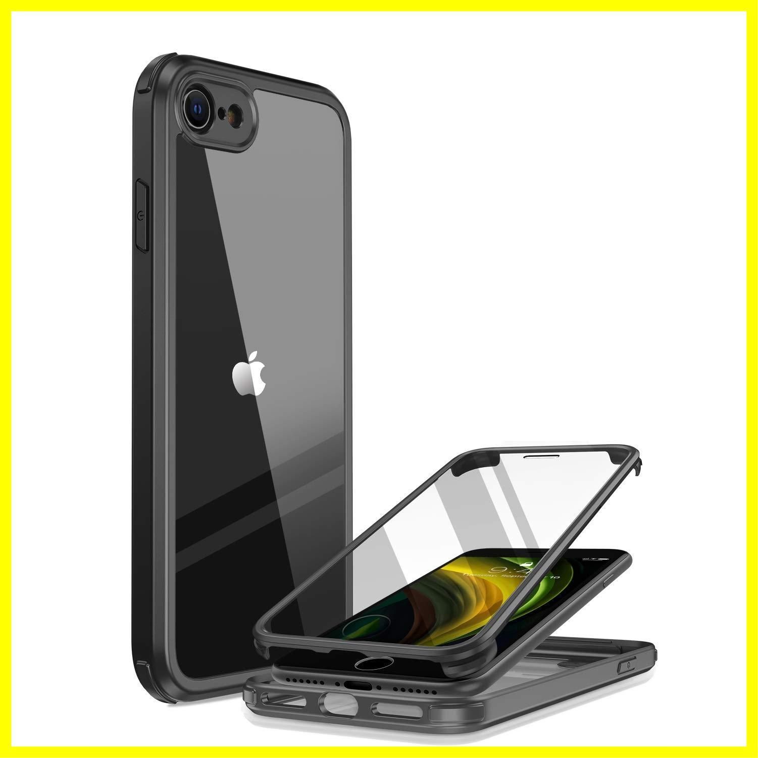 【在庫処分】ケース iPhoneSE用 第2世代 iPhoneSE2用ケース 第3世代 SE3 iPhone8用ケース 2020 Miracase 9H強化ガラス 4.7インチ フルカバー 360保護 黒