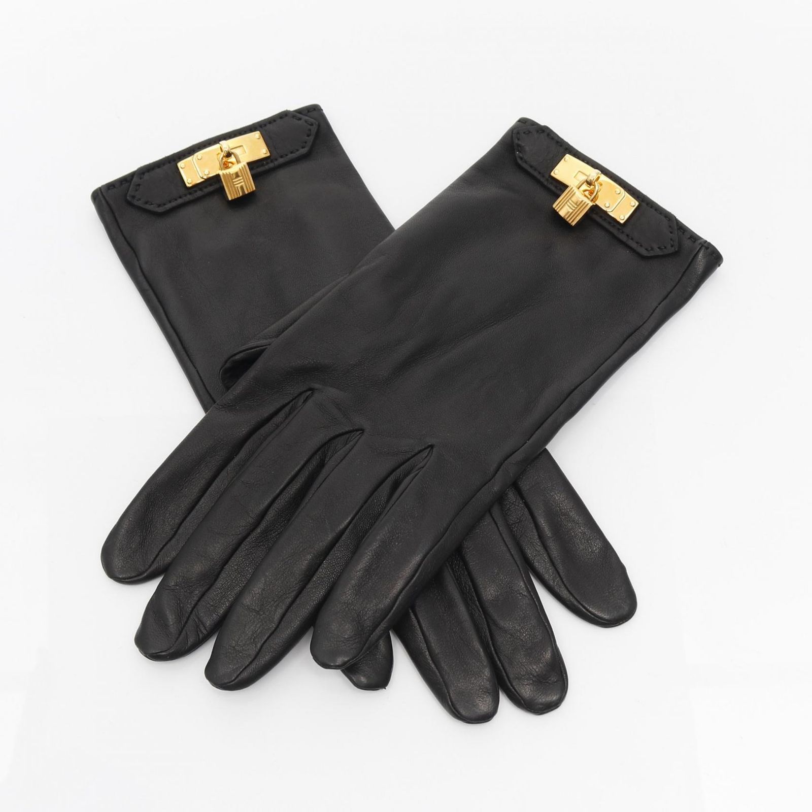 エルメス HERMES 手袋 ケリー ブラック レザー ケリーグローブ