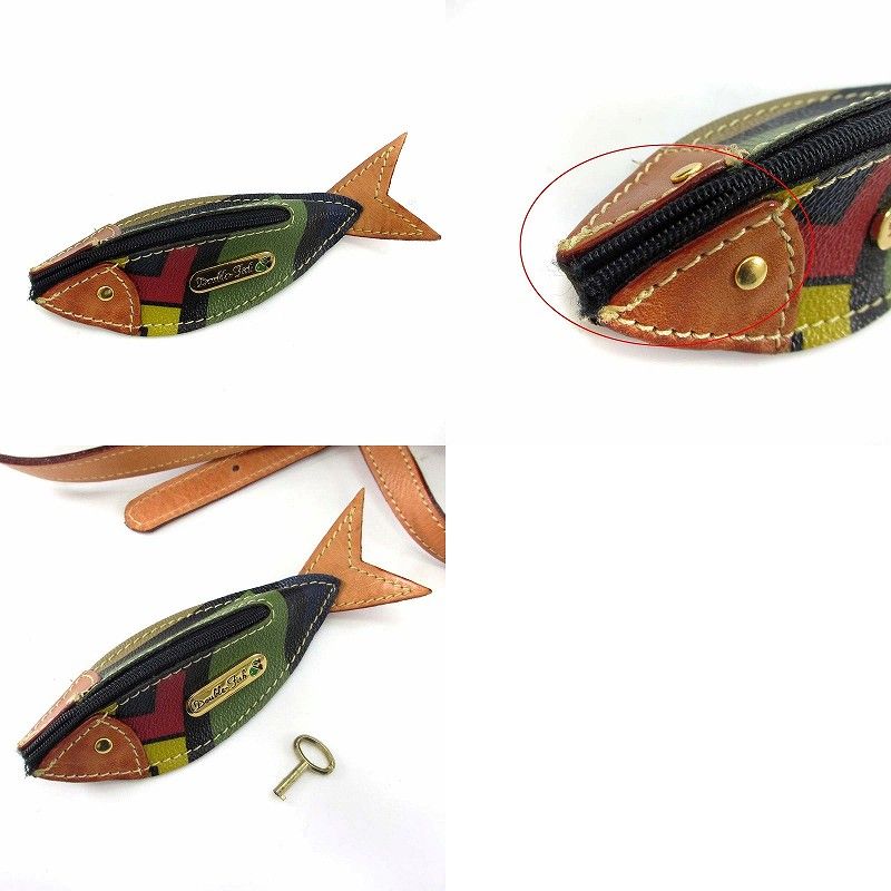 新品★Double fishレザーバッグ　2WAY Double Fish レザー2WAYショルダーバッグ（ネイビー）