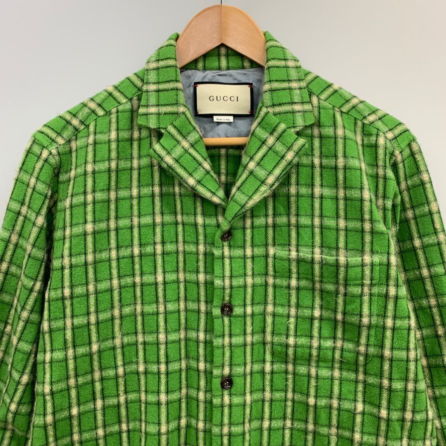 グッチ ネルシャツ ウール チェック グリーン【AFB18】 - メルカリ