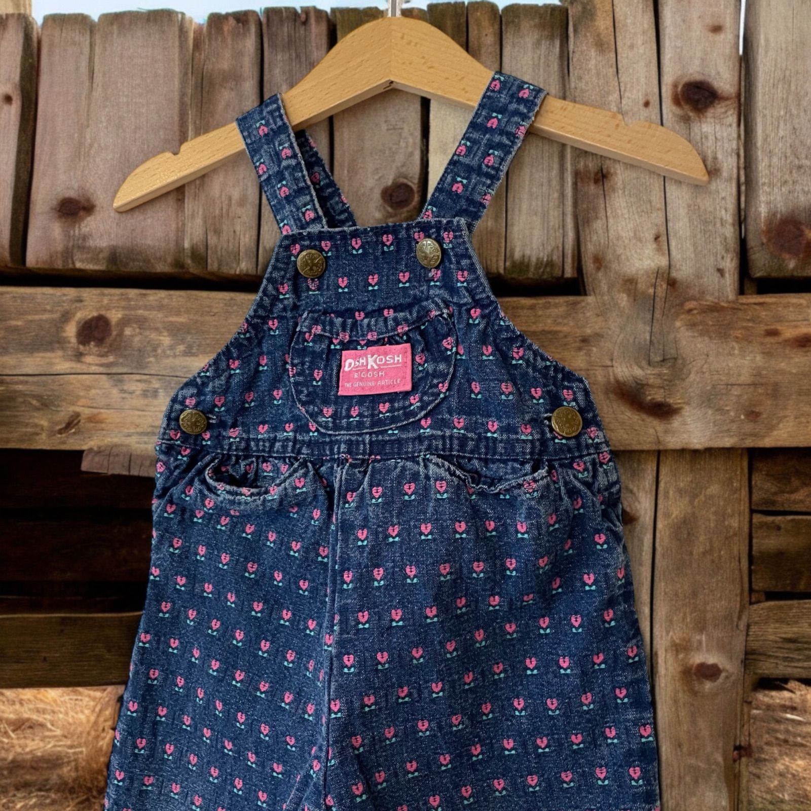 OshKosh 花柄コーデュロイオーバーオール use製 希少 vintage oshkosh