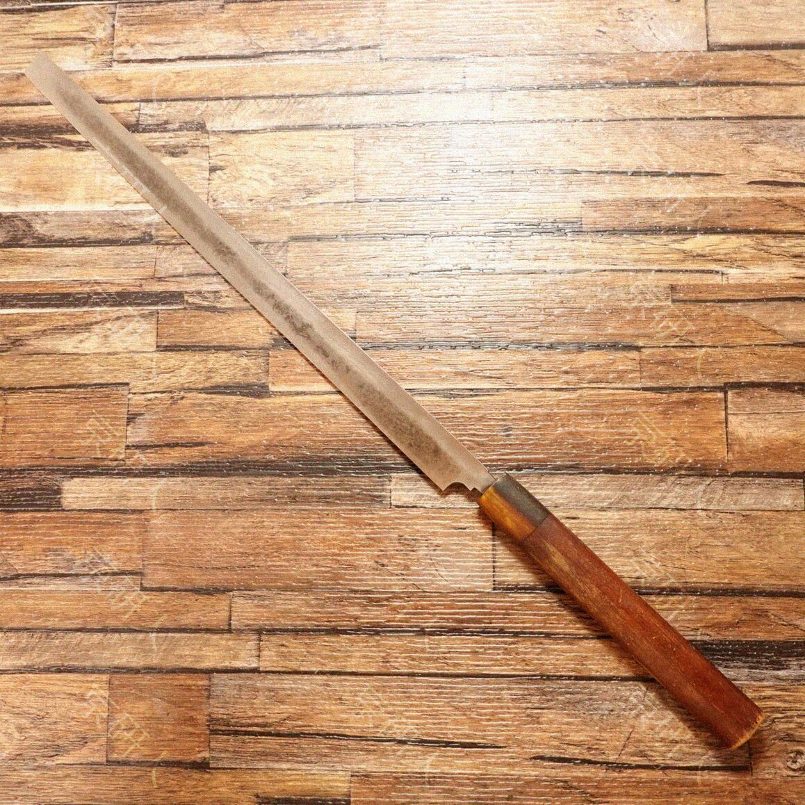 A0102)未使用品　高級　宗晴 蛸引包丁　本水牛角柄　水牛300 牛刀 和包丁 390mm 黒檀柄 黒檀鞘付 KN02-A8784-2L3D | 高鳳