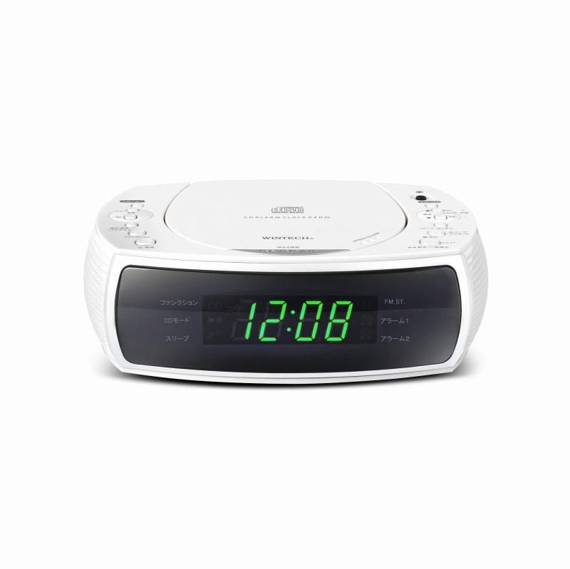 WINTECH CDクロックラジオ FMワイドバンド対応 ホワイト デュアルアラーム機能搭載 CDC-220
