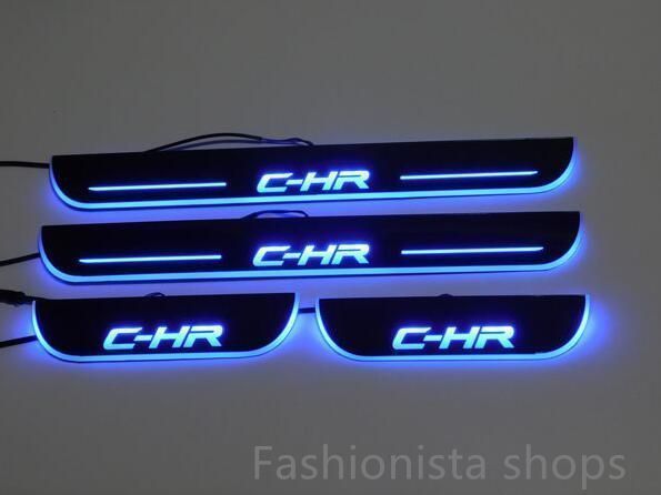トヨタ C‐HR CHR スカッフプレート 青色 ブルー 流れる LED シーケンシャル 電装 カッコイイ 光る 内装 DIY トヨタ ZYX