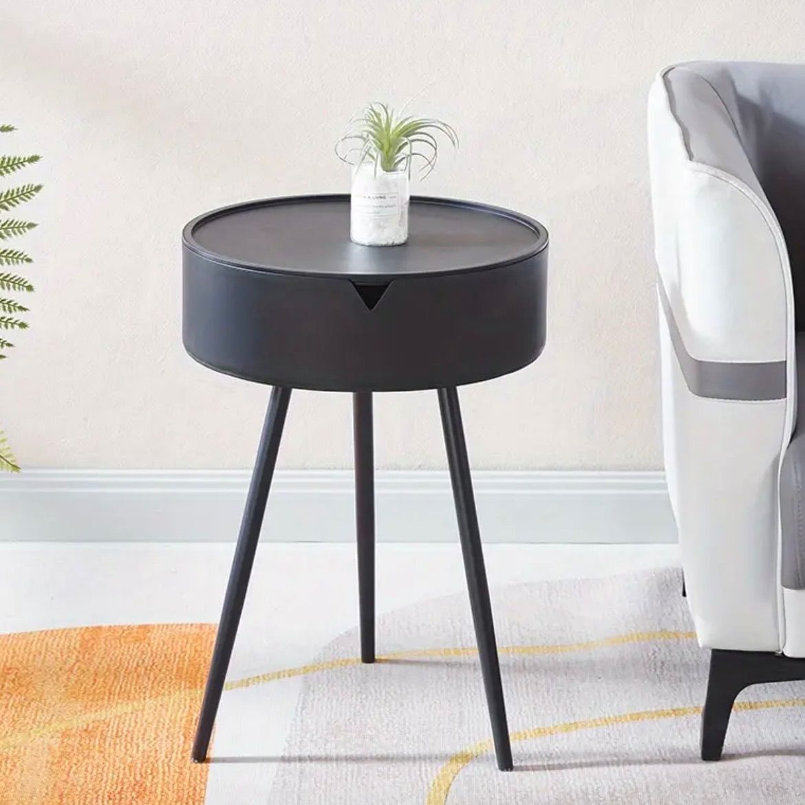 ナイトテーブル サイドテーブル 北欧 フリップトップサイドテーブル 収納付き プラスチック エンドコーヒーテーブル モダン ベッドサイドアクセントテーブル リビングルーム アンティーク 寝室 オフィス 脚付きベース リモコン ブラック おしゃれ かわいい