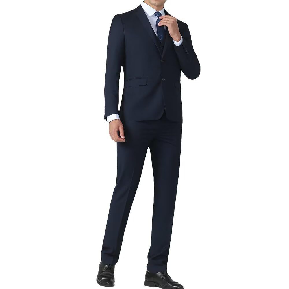 6 XL_ネイビー Fuyumoe スーツ メンズ 上下セット ビジネススーツ セットアップ スリム 2つボタン 就職スーツ フォーマル 喪服 礼服 結婚式 メンズスーツ 2点セット ネイビー XL