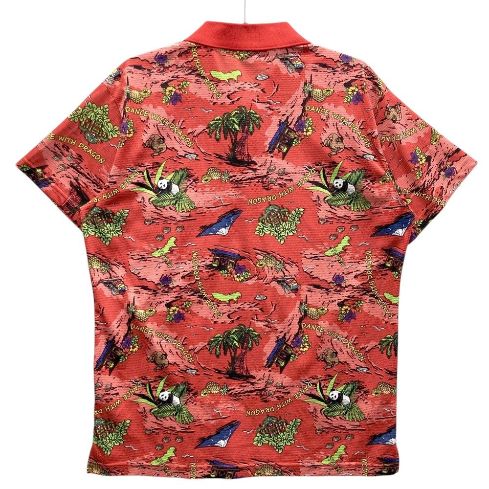 サイズ 3 DANCE WITH DRAGON ダンスウィズドラゴン 半袖ポロシャツ 総柄 レッド系 240101524490 ゴルフウェア メンズ ストスト