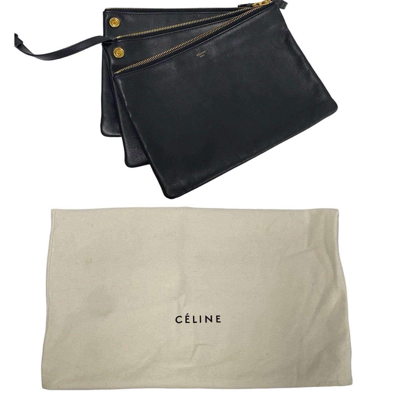 極 美品 希少品 保存袋付き CELINE セリーヌ トリオ ラージ
