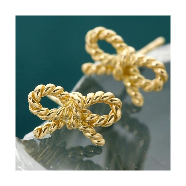 Amelie Monchouchou アメリ モンシュシュ リボンペンダント＆ピアス コフレセット K18イエローゴールド