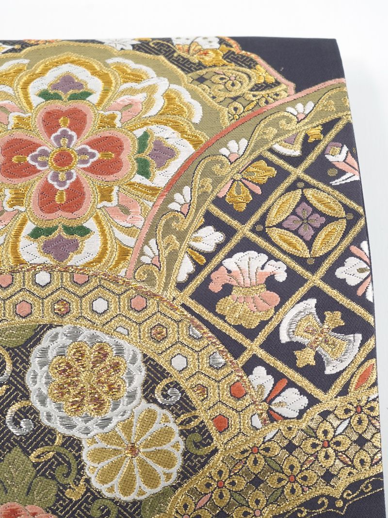 リサイクル】 袋帯 本金 西陣織 華紋青海波 吉祥文 六通柄 正絹 _ 西陣