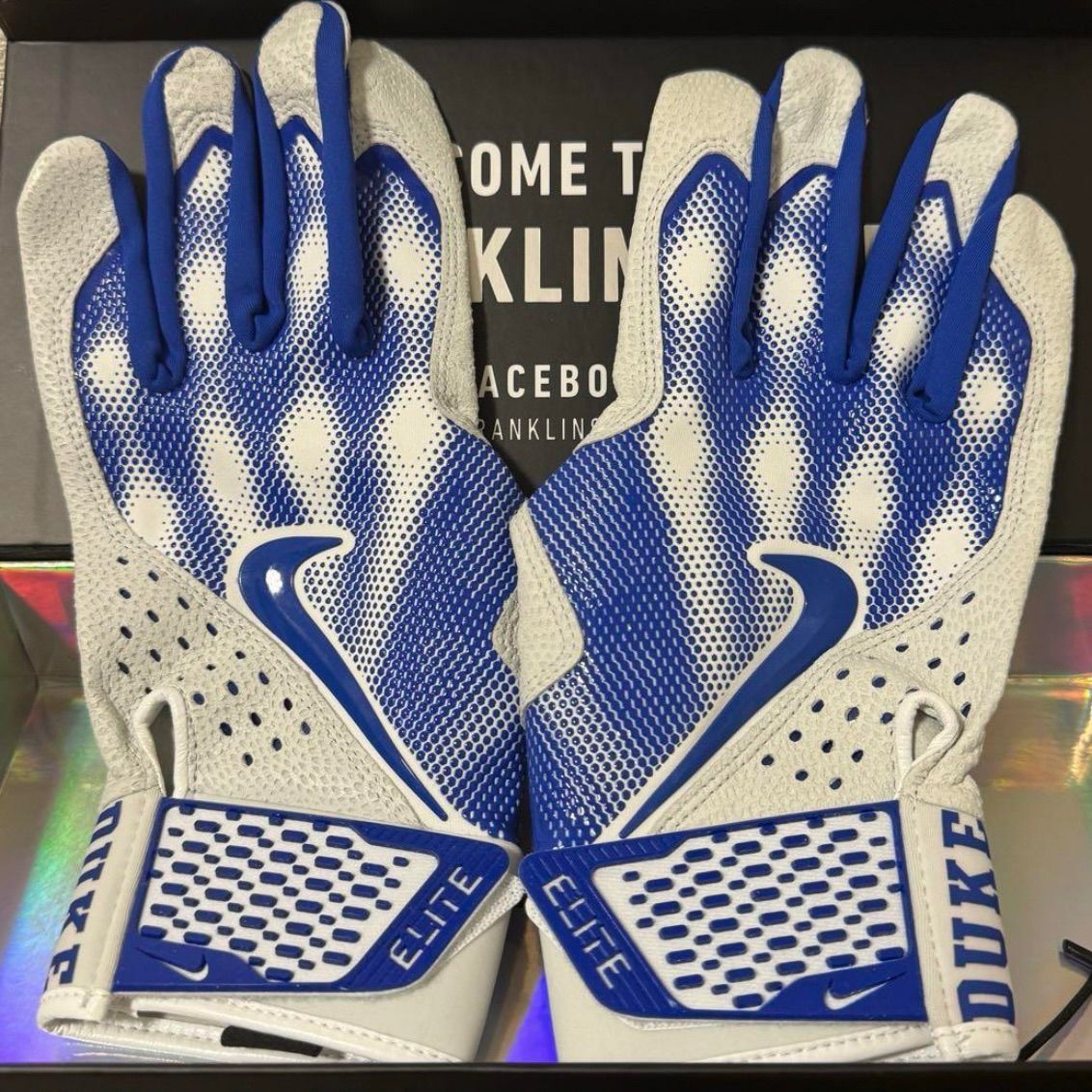 NIKE Alpha Elite グレー ブルー Mサイズ バッティンググローブ ナイキ ジョーダン 革手 バッテ バッティンググラブ