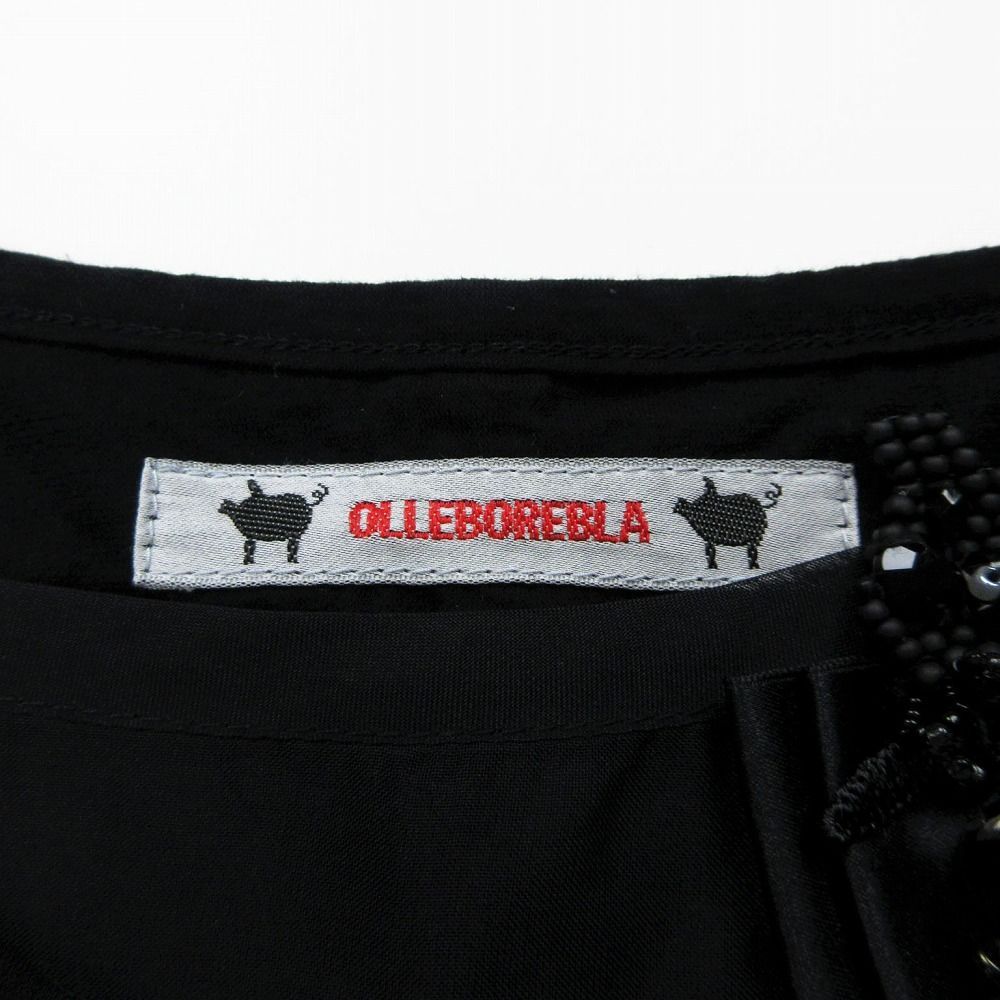 美品 ALBEROBELLO オレボレブラ アルベロベロ ぶたさん アニマルモチーフ 刺繍 ビーズ 半袖 ポロシャツ カットソー ブラック レディース 古着 中古 オレボレブラ アルベロベロ Alberobello ぶたさん刺繍入り