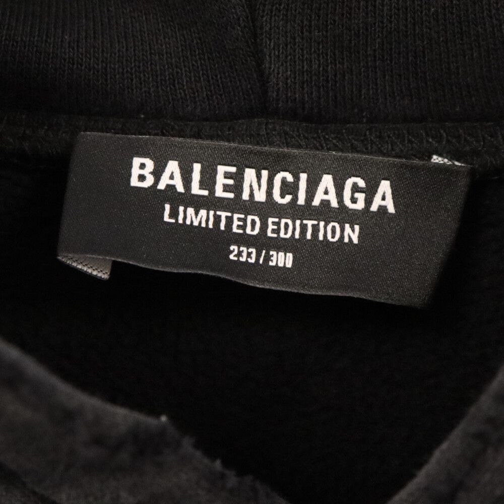 BALENCIAGA (バレンシアガ) 21SS ヴィンテージ加工 ラムシュタイン プルオーバーパーカー フロントロゴ スウェットフーディー ブラック  651799 TLV53 - メルカリ