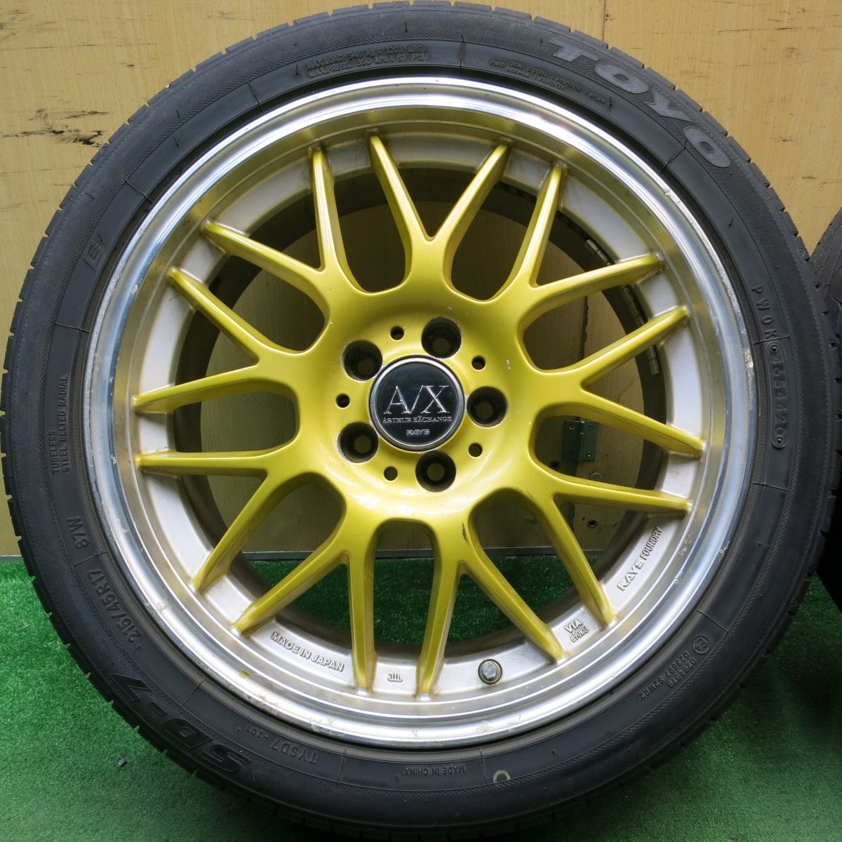 バリ溝 9分 プリウス 等 RAYS A X ARTHUR EXCHANGE MM-X 215 45R17 トーヨー SD-7 自家塗装品 17インチ PCD100 5H 5053106HAノ TRITUETUBI_COM